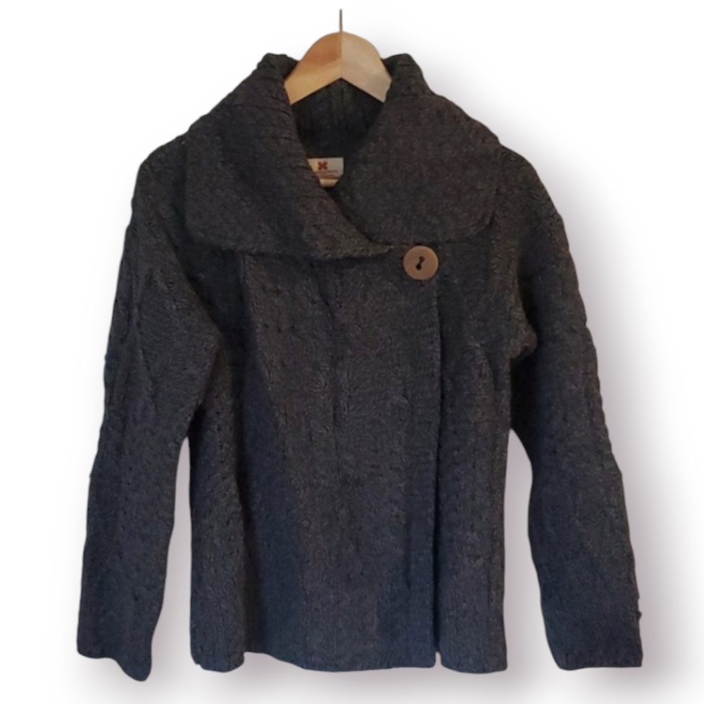 Irish wool one button cardigan sweater